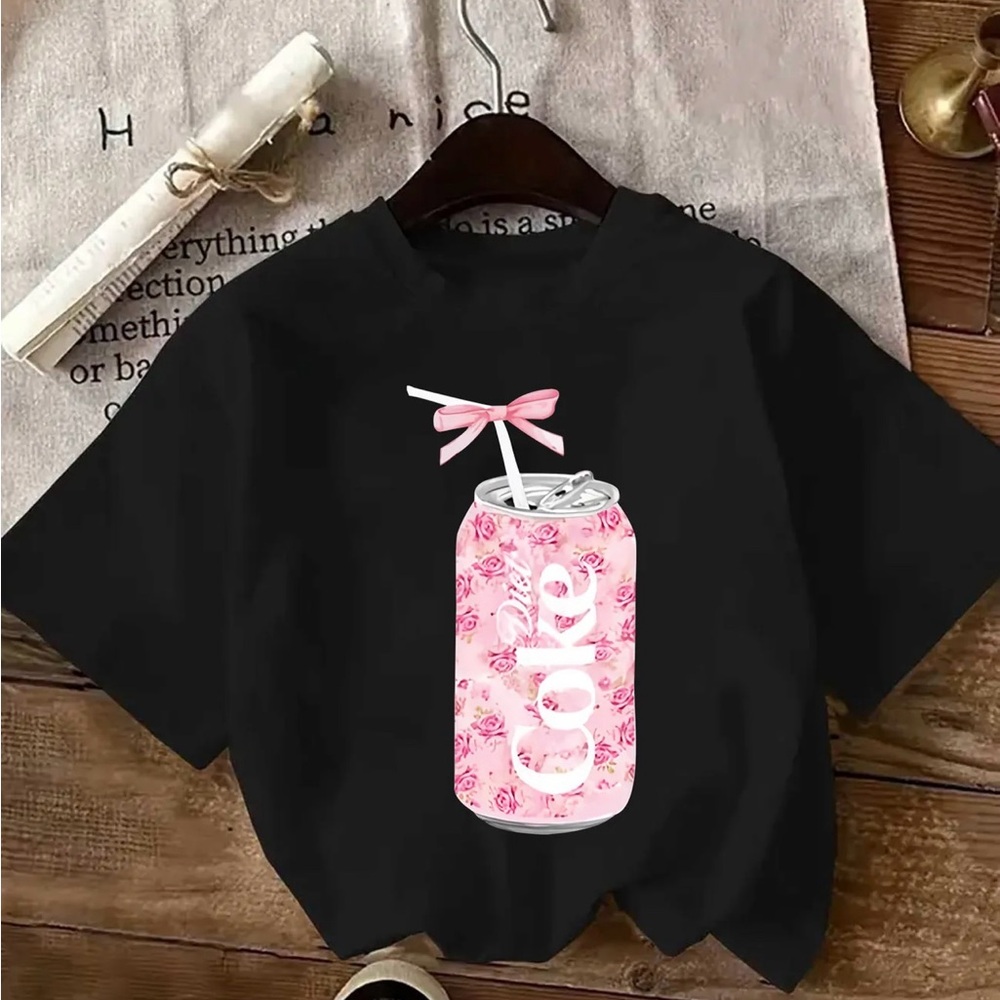 Chic Black and Pink Graphic Short Sleeve Tee